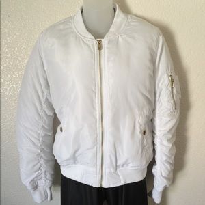 White Bomber Jacket with Gold detail